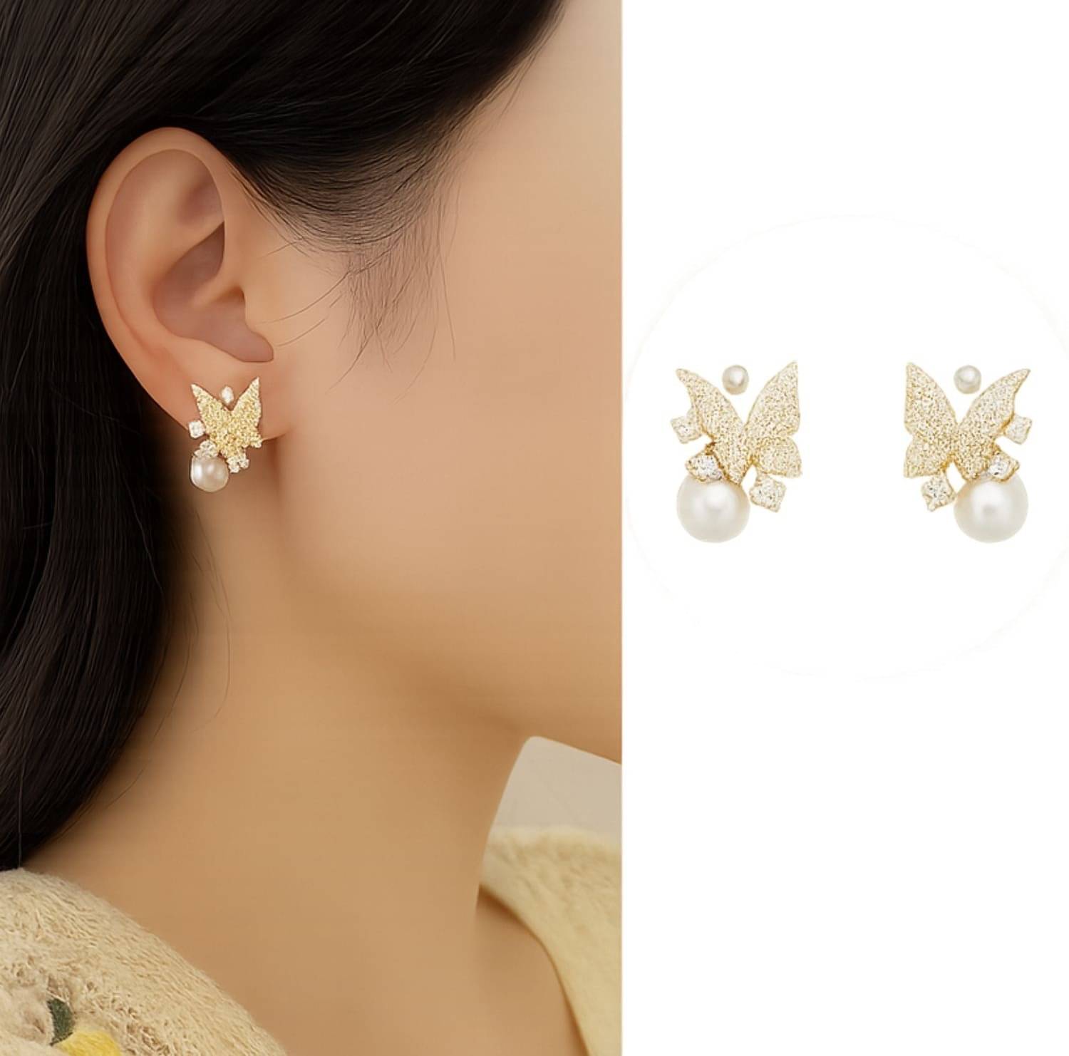     			MULTIWA White Pearl Earrings ( Pack of 1 )