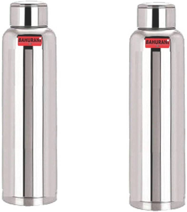     			Pooja Plast Silver Steel Water Bottle 1000 mL ( Set of 2 )