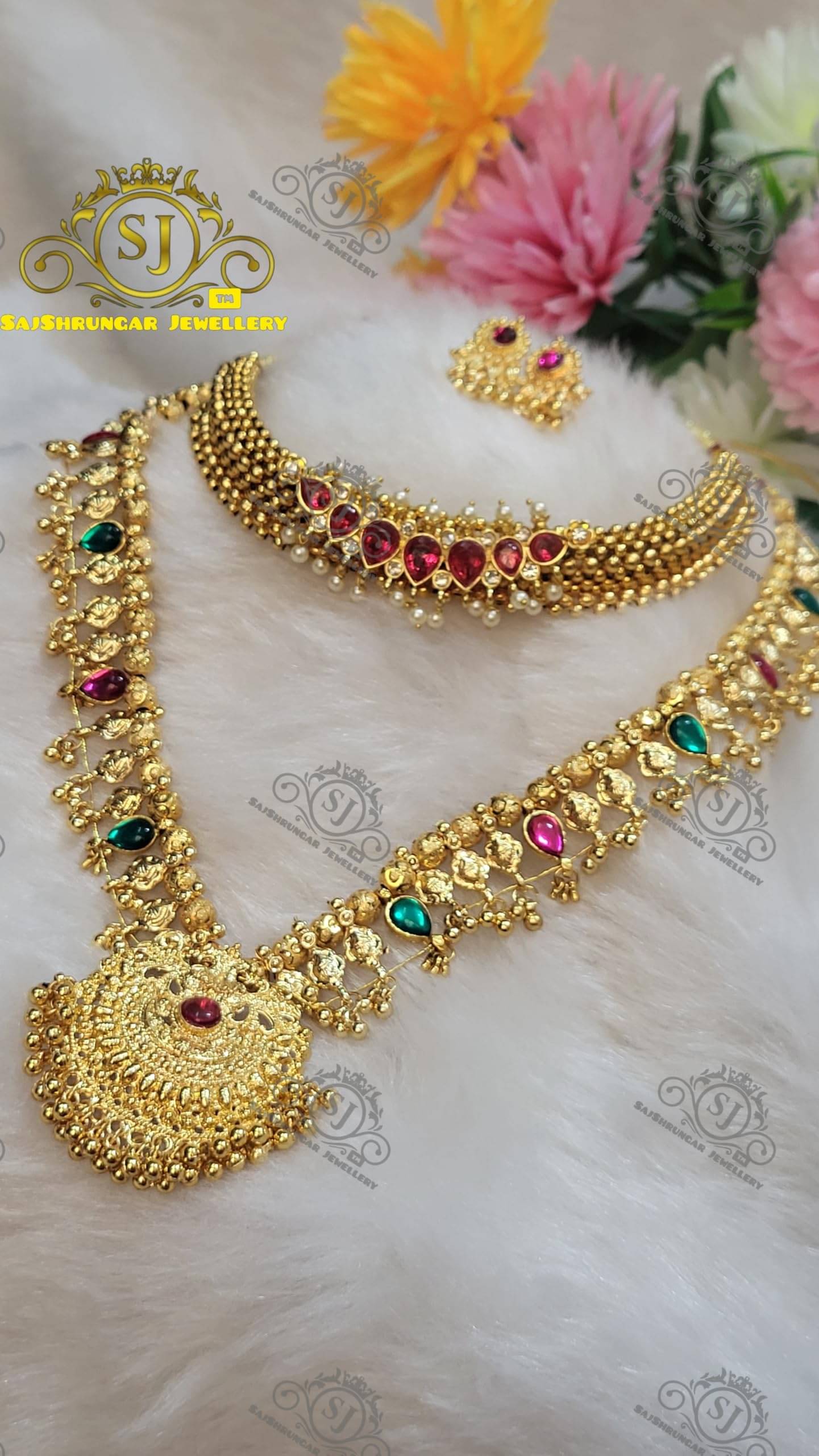     			SAJSHRUNGAR JEWELLERY Golden Copper Necklace Set ( Pack of 1 )