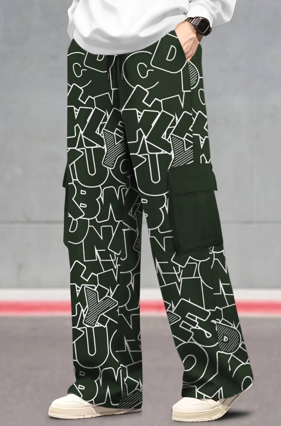    			Tripr Loose Flat Men's Joggers - Dark Green ( Pack of 1 )