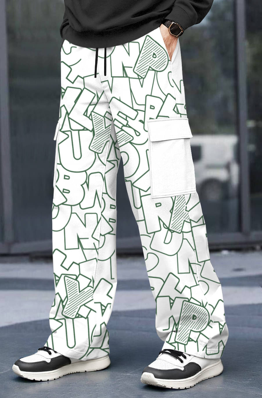     			Tripr Loose Flat Men's Joggers - White ( Pack of 1 )
