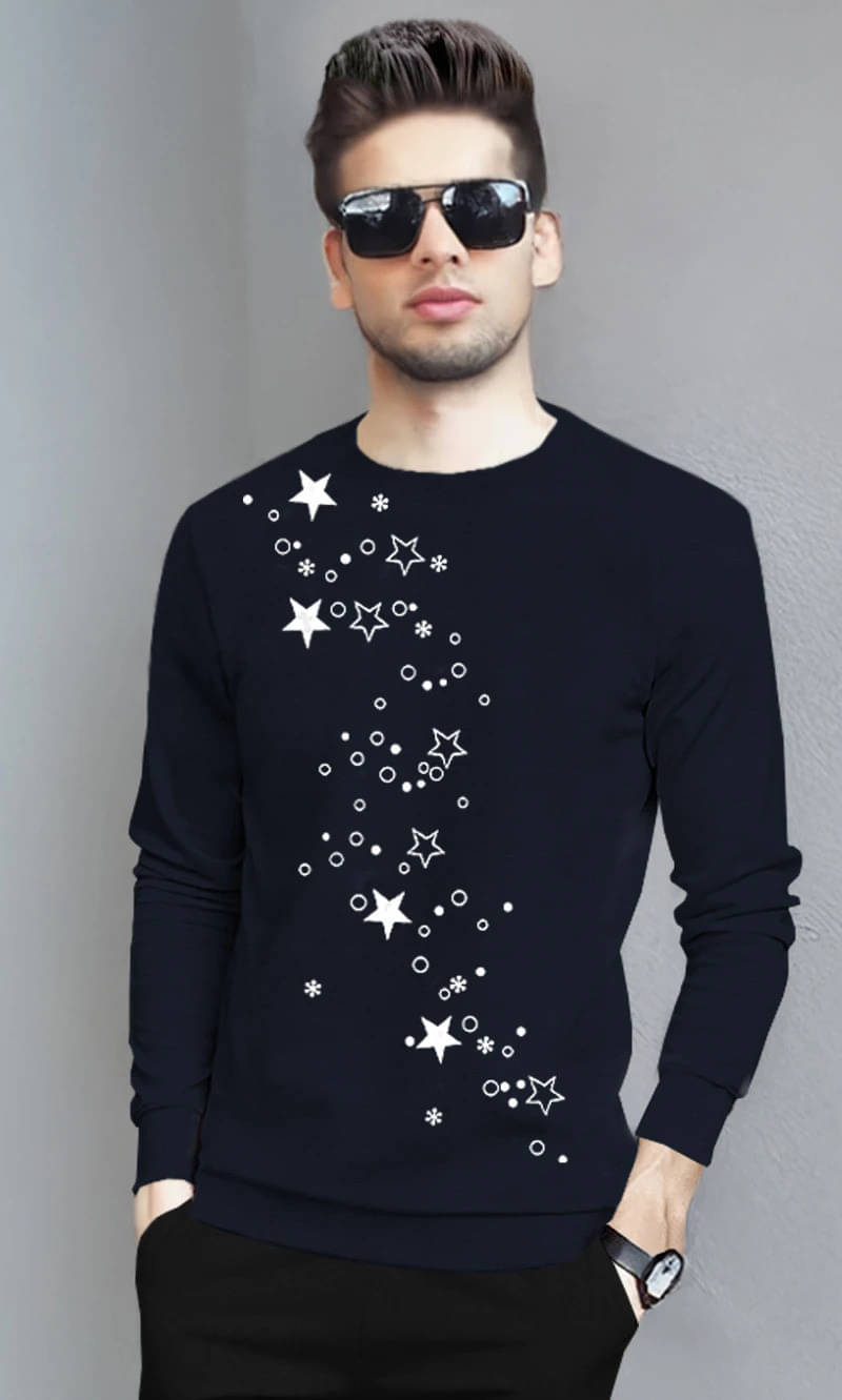     			Tripr Men Cotton Blend Regular Fit Printed T-Shirt ( Navy Blue )