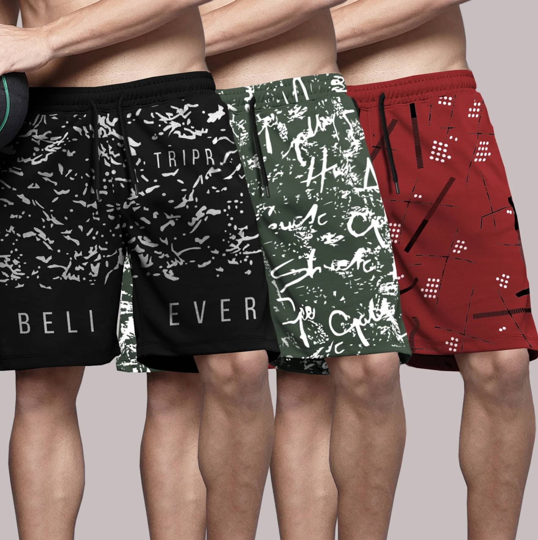     			Tripr Multicolor 1 Cotton Blend Men's Shorts ( Pack of 3 )