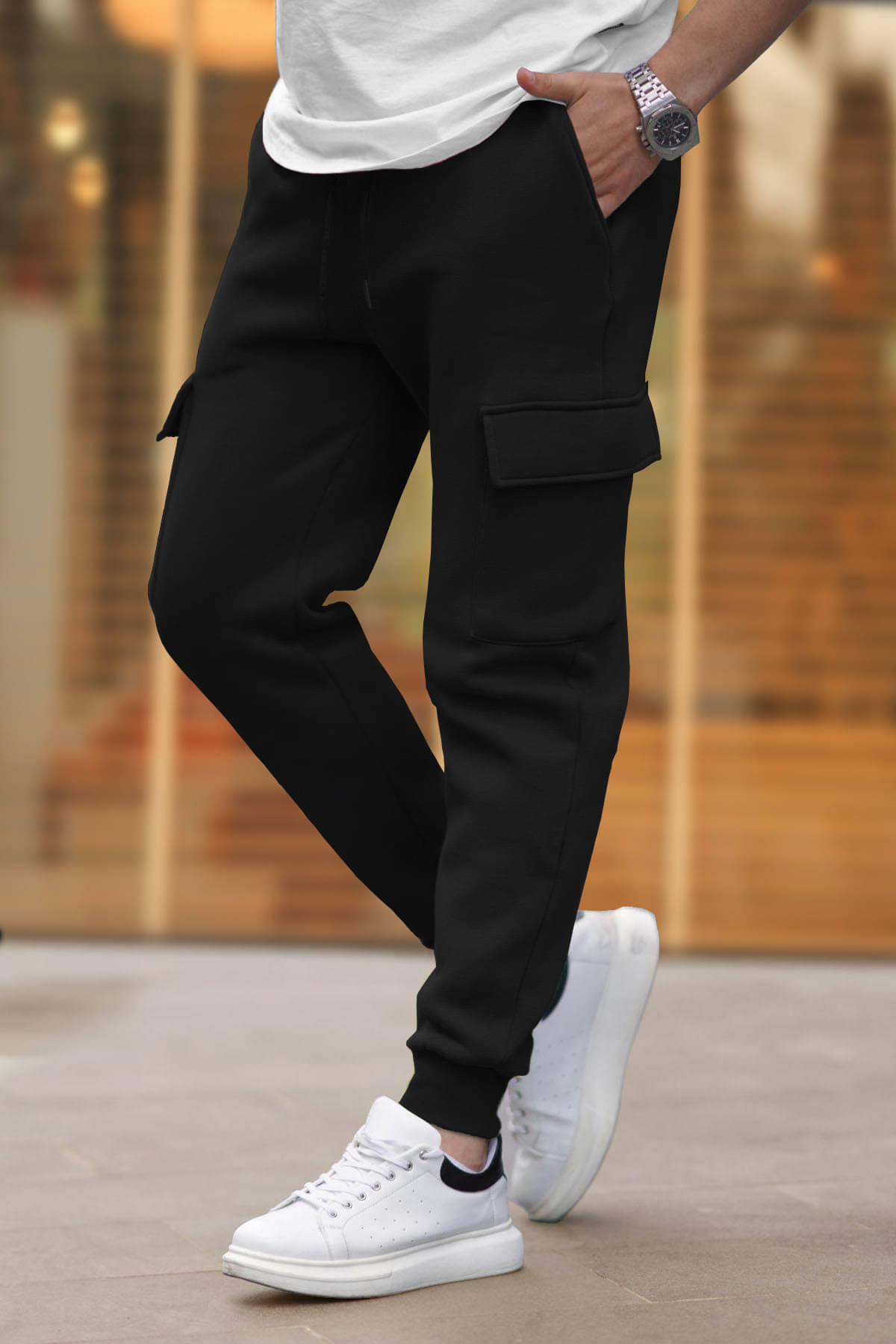     			Tripr Regular Flat Men's Cargos - Black ( Pack of 1 )