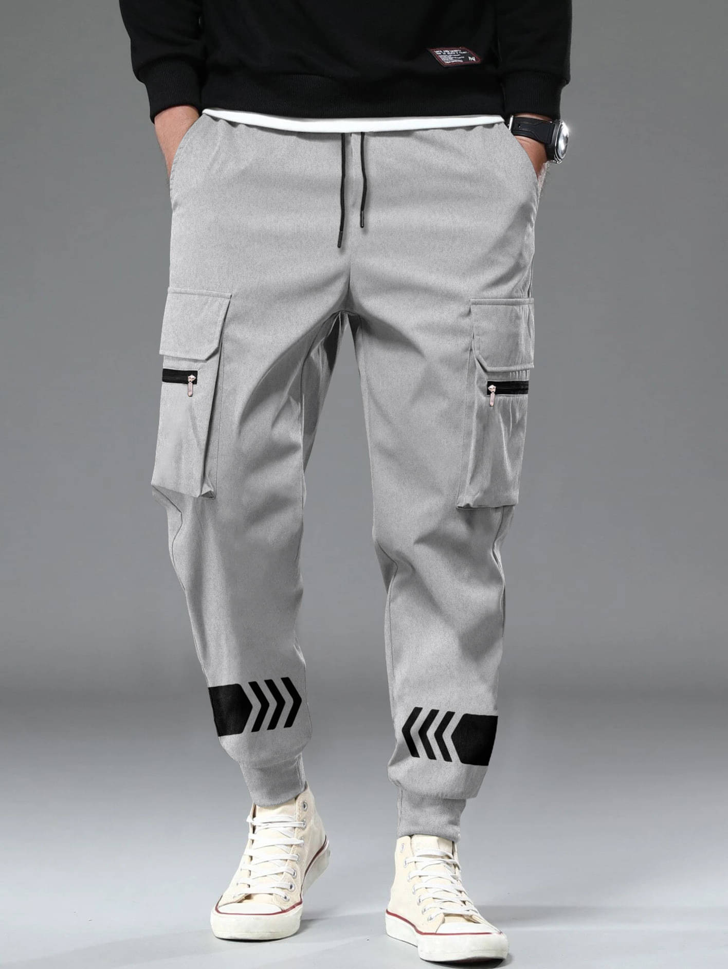     			Tripr Regular Flat Men's Cargos - Grey ( Pack of 1 )