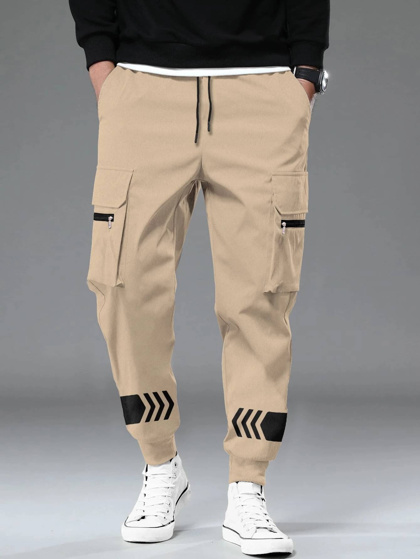     			Tripr Regular Flat Men's Cargos - Beige ( Pack of 1 )
