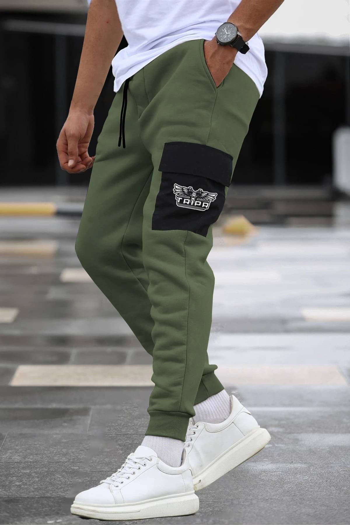     			Tripr Regular Flat Men's Cargos - Dark Green ( Pack of 1 )