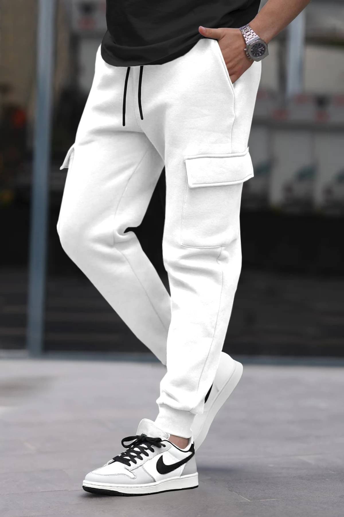     			Tripr Regular Flat Men's Cargos - White ( Pack of 1 )