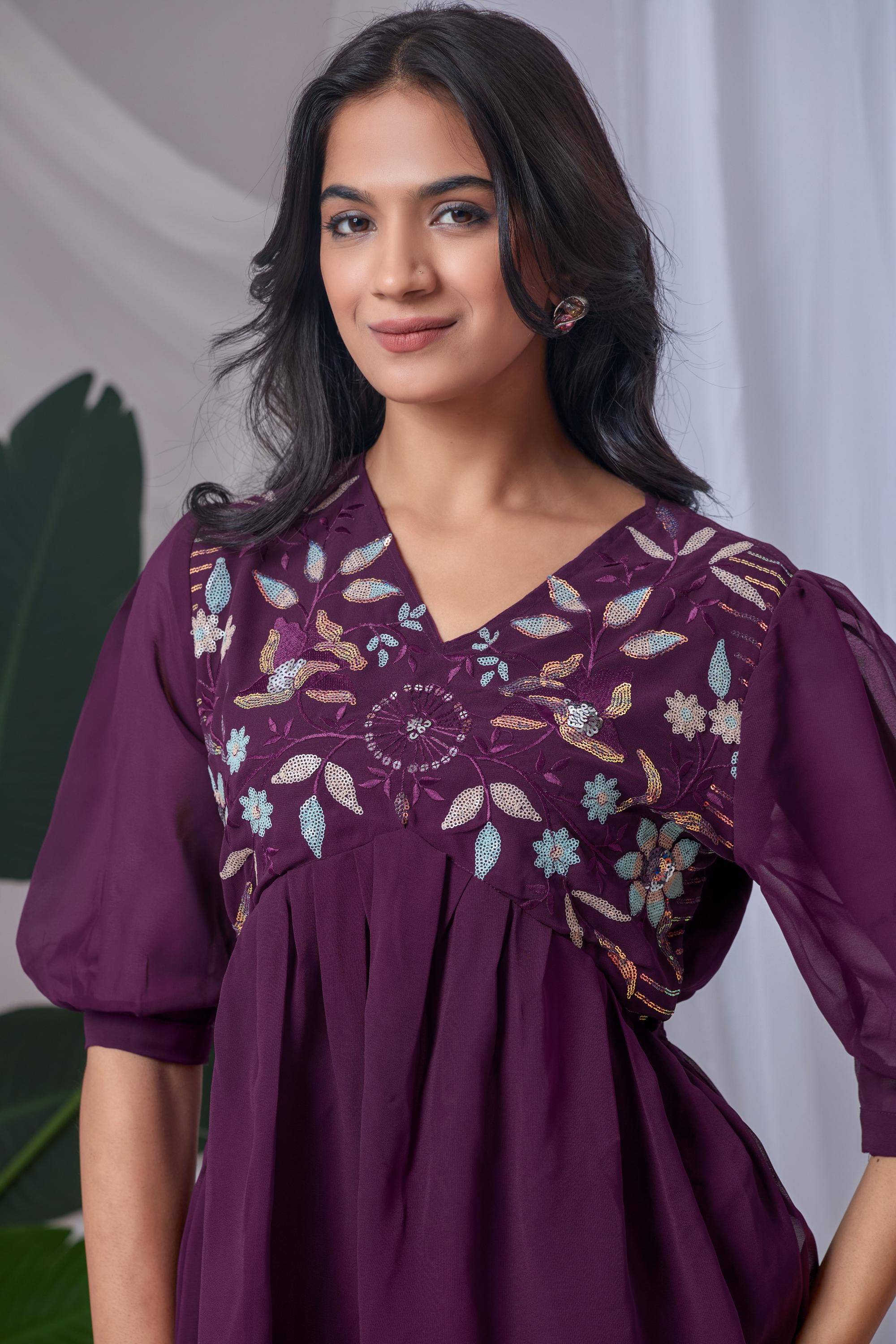    			ZELZIS Women's Georgette Tunic ( Purple )