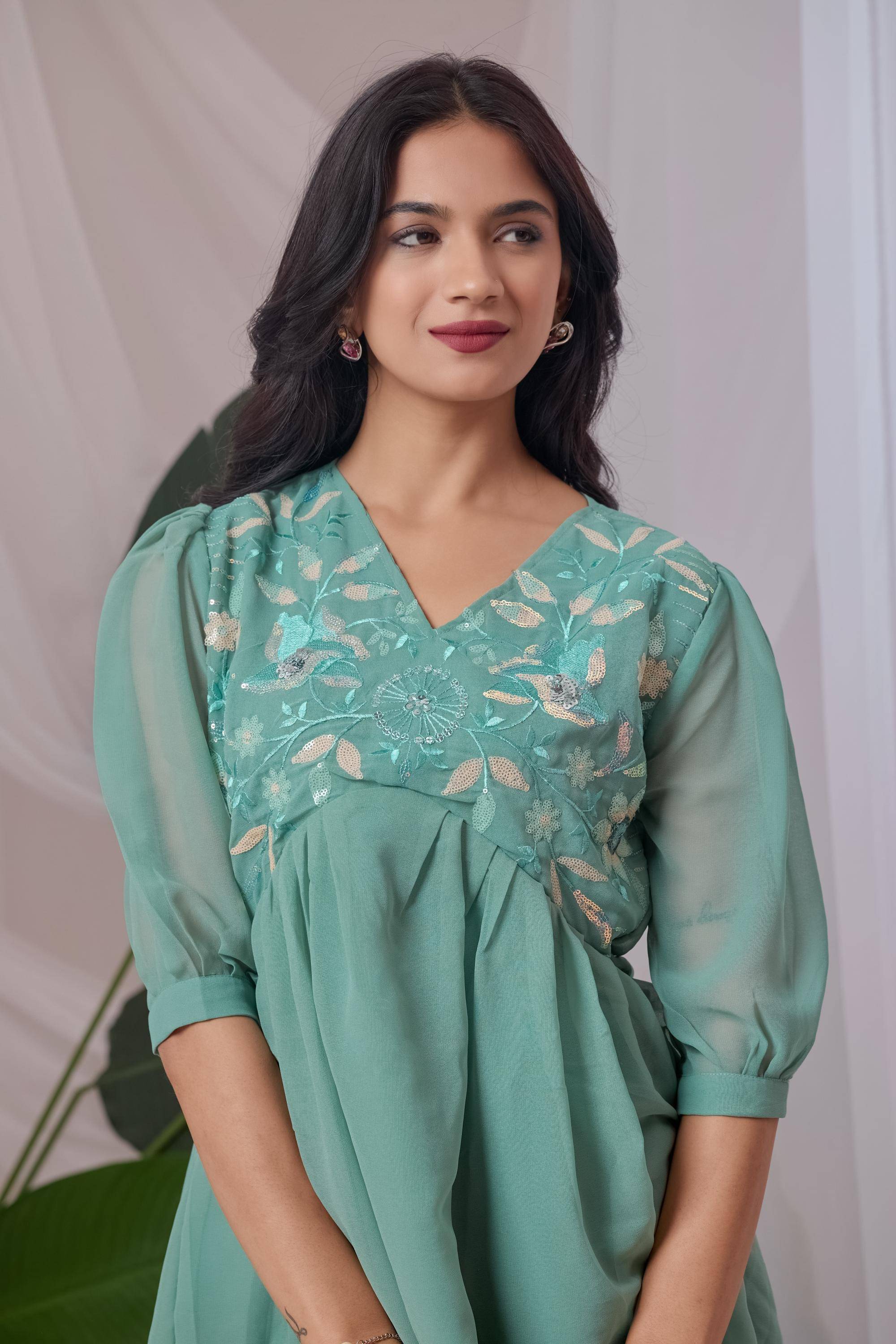 ZELZIS Women's Georgette Tunic ( Green ) ZELZIS Women's Georgette Tunic ( Green )