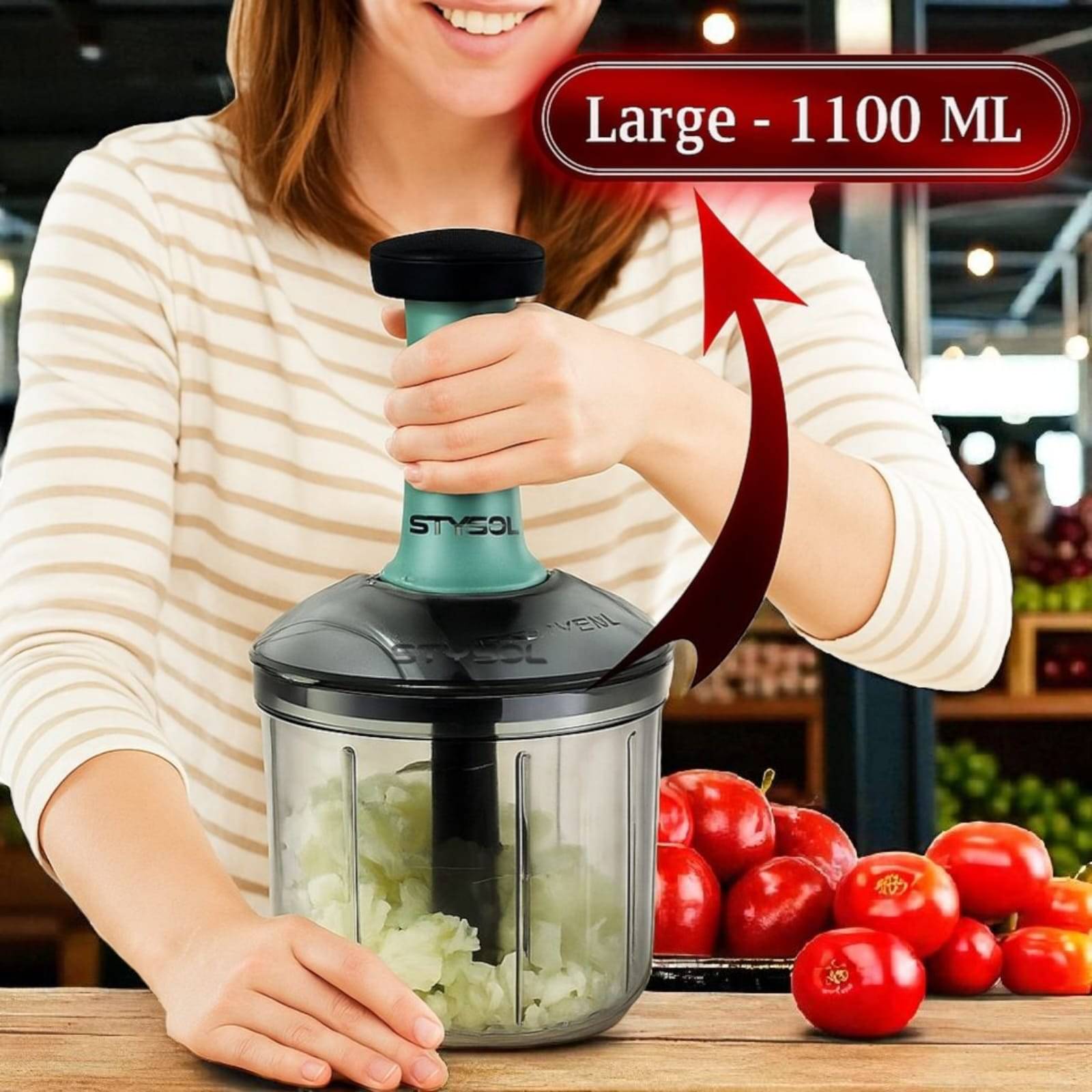 1100 ML Classy Manual Speedy Hand Press Food Push Chopper BPA Free Stainless Steel Blade Onion Chopper for Vegetables Fruits Nuts - Push Chopper 1100 ML Classy Manual Speedy Hand Press Food Push Chopper BPA Free Stainless Steel Blade Onion Chopper for Vegetables Fruits Nuts - Push Chopper
