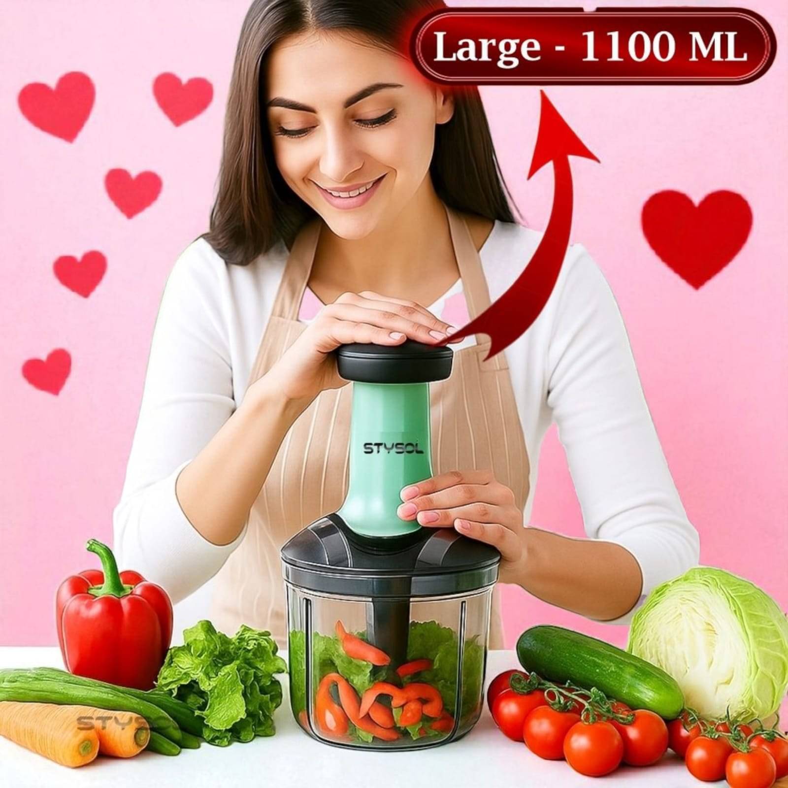     			1100ml Premium Large Push Chopper 6 Blades Onion Chopper Vegetable Cutter Vegetable Chopper Chopper Cutter Onion Cutters Dry Fruit Cutter Veg Cutter Garlic Chopper Hand Chopper Handy Chopper