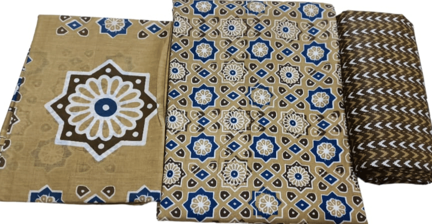 99SHADES Women Cotton Unstitched Dress Material ( Brown,White,Blue ) 99SHADES Women Cotton Unstitched Dress Material ( Brown,White,Blue )