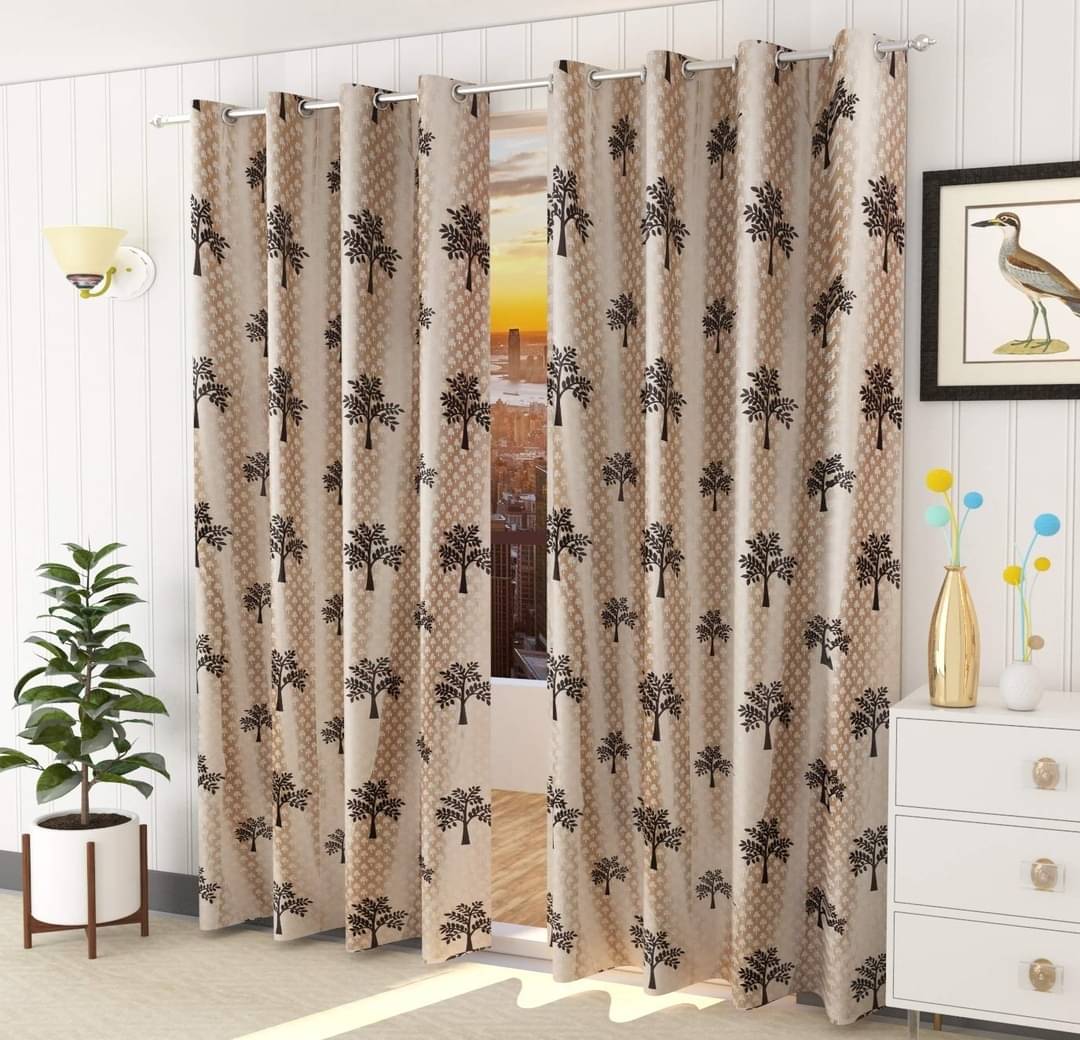 AADI TRADERS Solid Semi-Transparent Eyelet Curtain 7 ft ( Pack of 1 ) - Brown AADI TRADERS Solid Semi-Transparent Eyelet Curtain 7 ft ( Pack of 1 ) - Brown