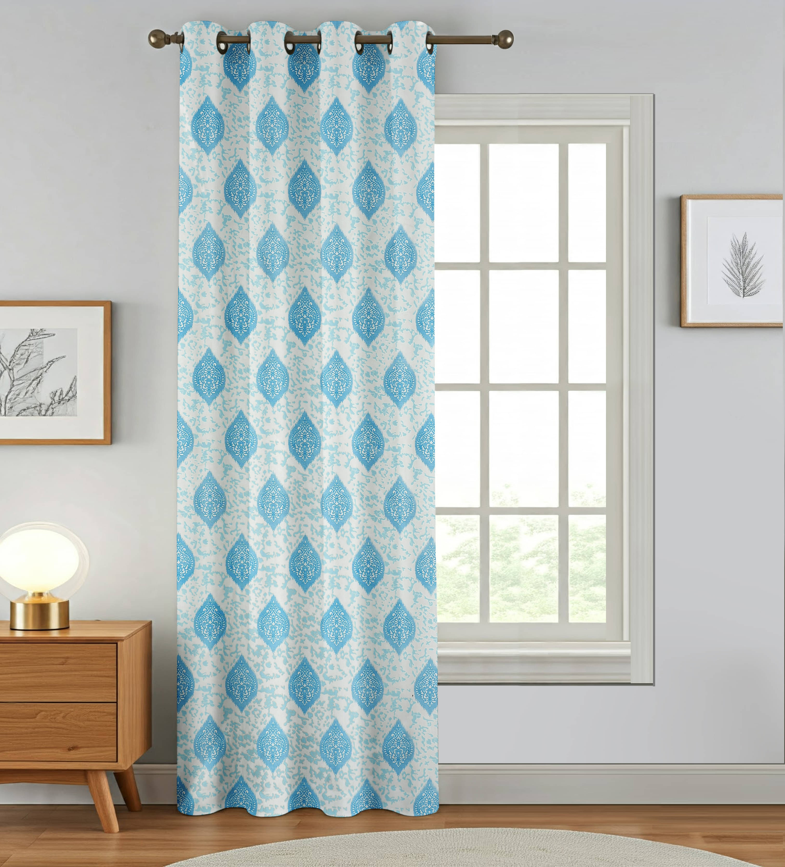 AADI TRADERS Solid Semi-Transparent Eyelet Curtain 7 ft ( Pack of 1 ) - Aqua AADI TRADERS Solid Semi-Transparent Eyelet Curtain 7 ft ( Pack of 1 ) - Aqua