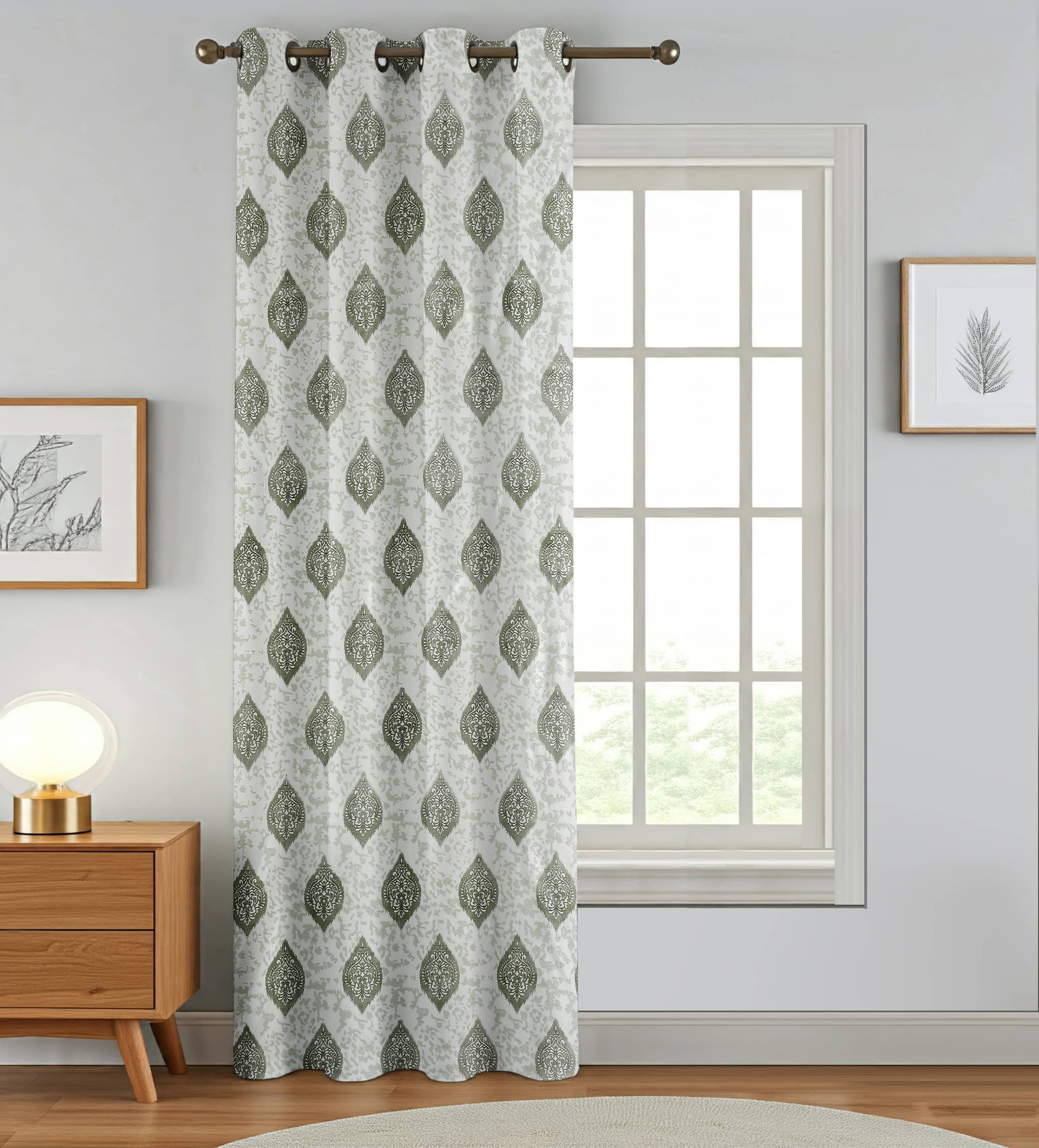 AADI TRADERS Solid Semi-Transparent Eyelet Curtain 9 ft ( Pack of 1 ) - Green AADI TRADERS Solid Semi-Transparent Eyelet Curtain 9 ft ( Pack of 1 ) - Green