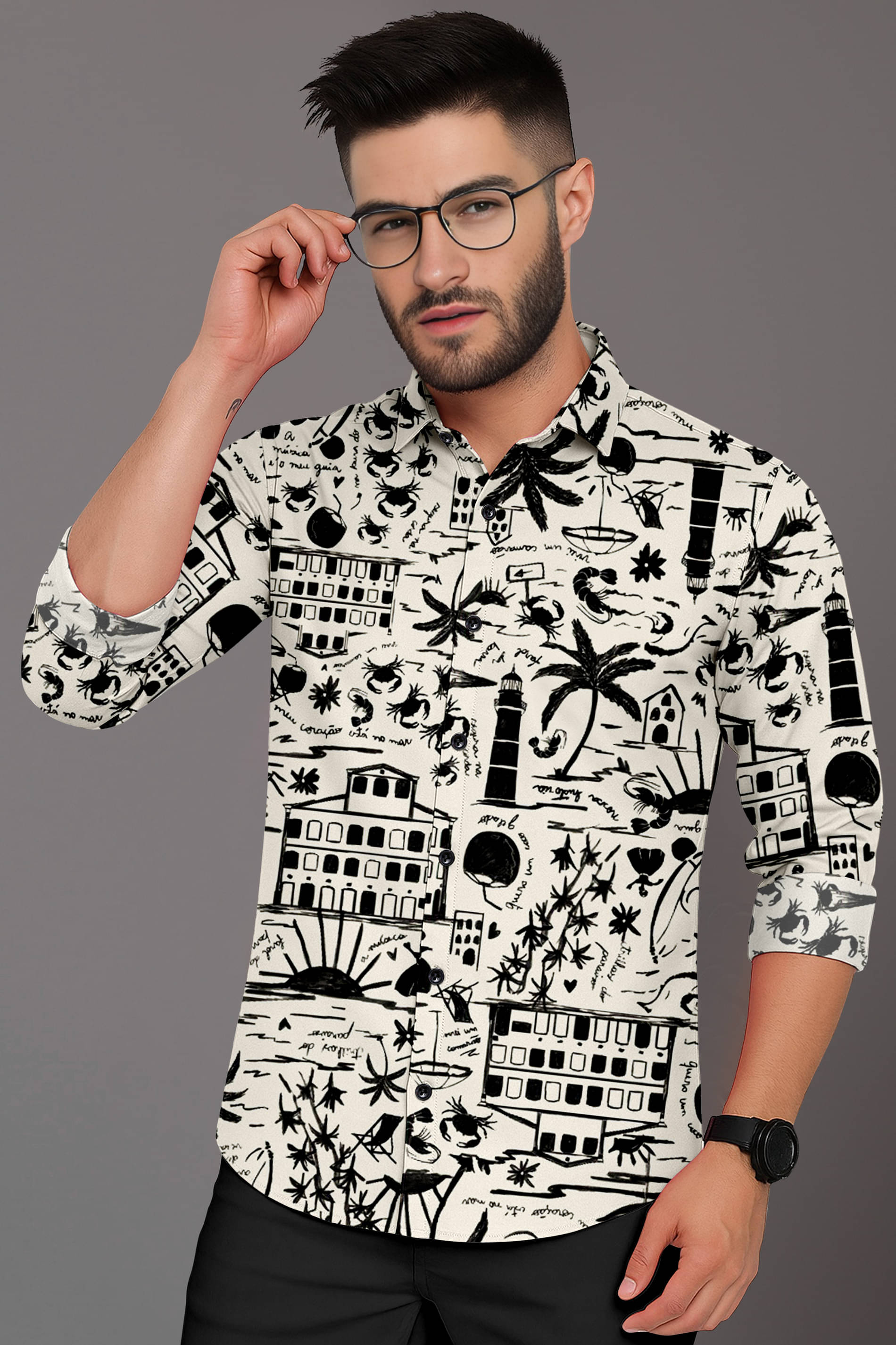 AITAVIK OVERSEAS Rayon Regular Fit Printed Full Sleeves Men's Casual Shirt - Cream ( Pack of 1 ) AITAVIK OVERSEAS Rayon Regular Fit Printed Full Sleeves Men's Casual Shirt - Cream ( Pack of 1 )