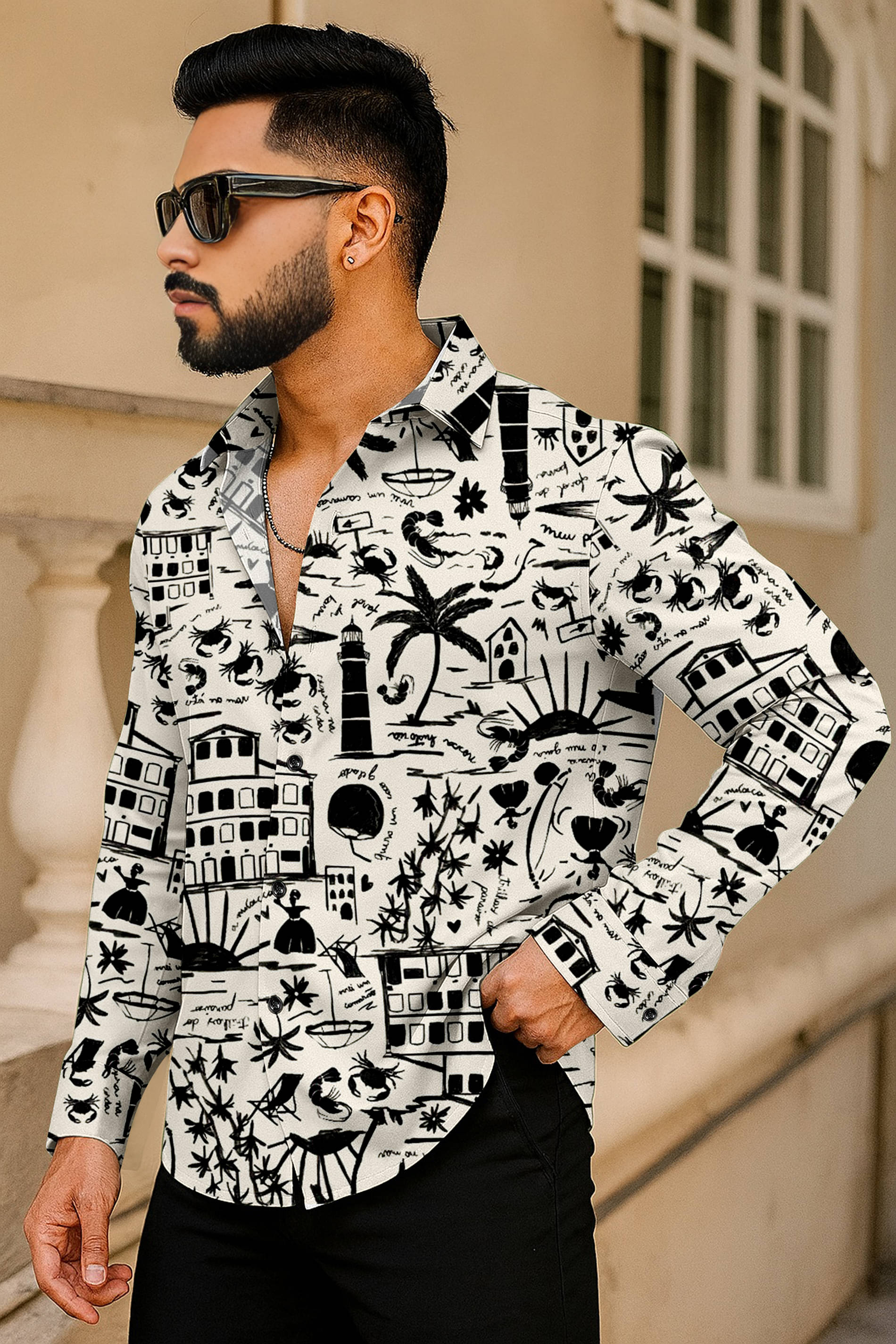     			AITAVIK OVERSEAS Rayon Regular Fit Printed Full Sleeves Men's Casual Shirt - Cream ( Pack of 1 )