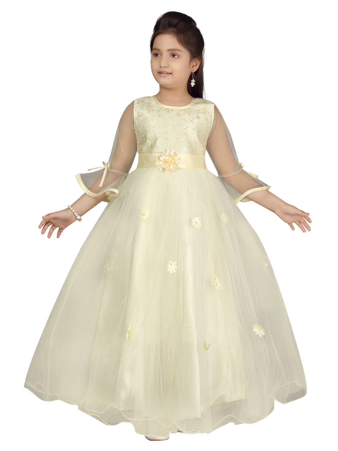     			Aarika Net Gown For Girls ( Pack of 1 , Cream )
