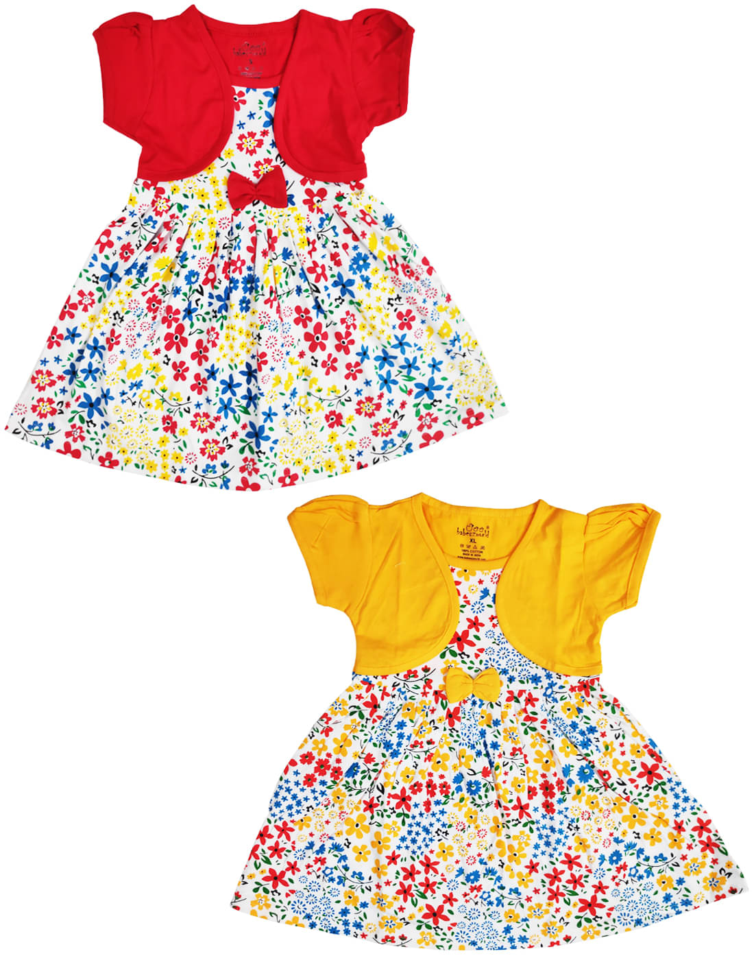     			Babeezworld Cotton Frock For Girls ( Pack of 2 , Multicolor )