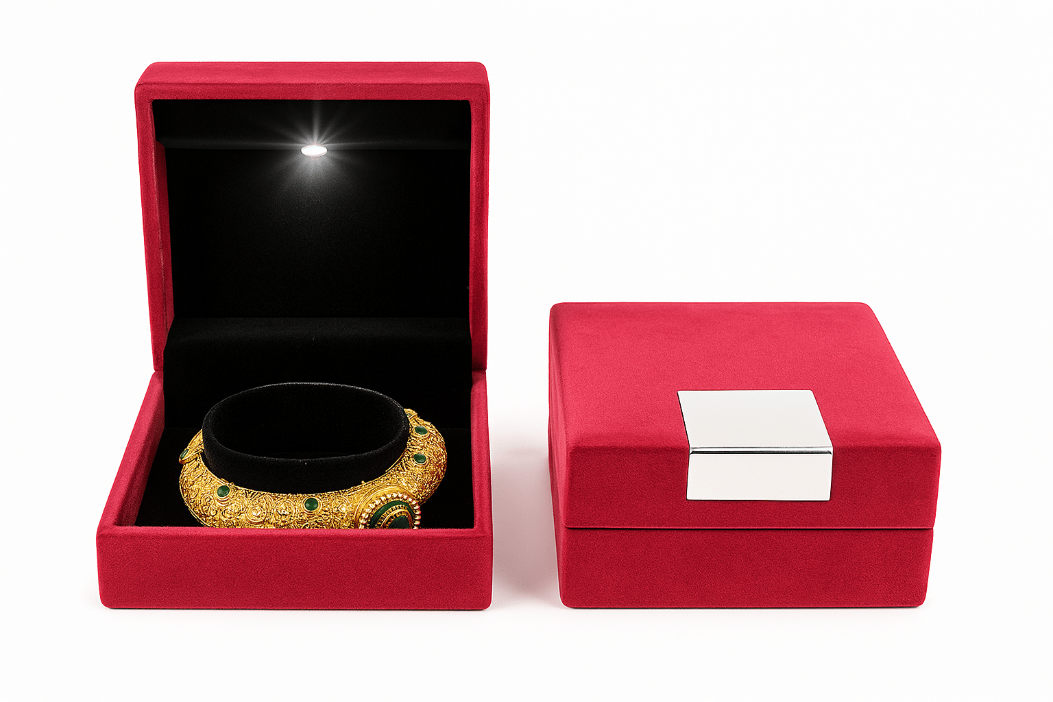     			DISPLAY ZONE Bangle Box for Women LED light Bangle Box For Gift Bangle box Organizer 4x4 inch 1pic (Maroon)