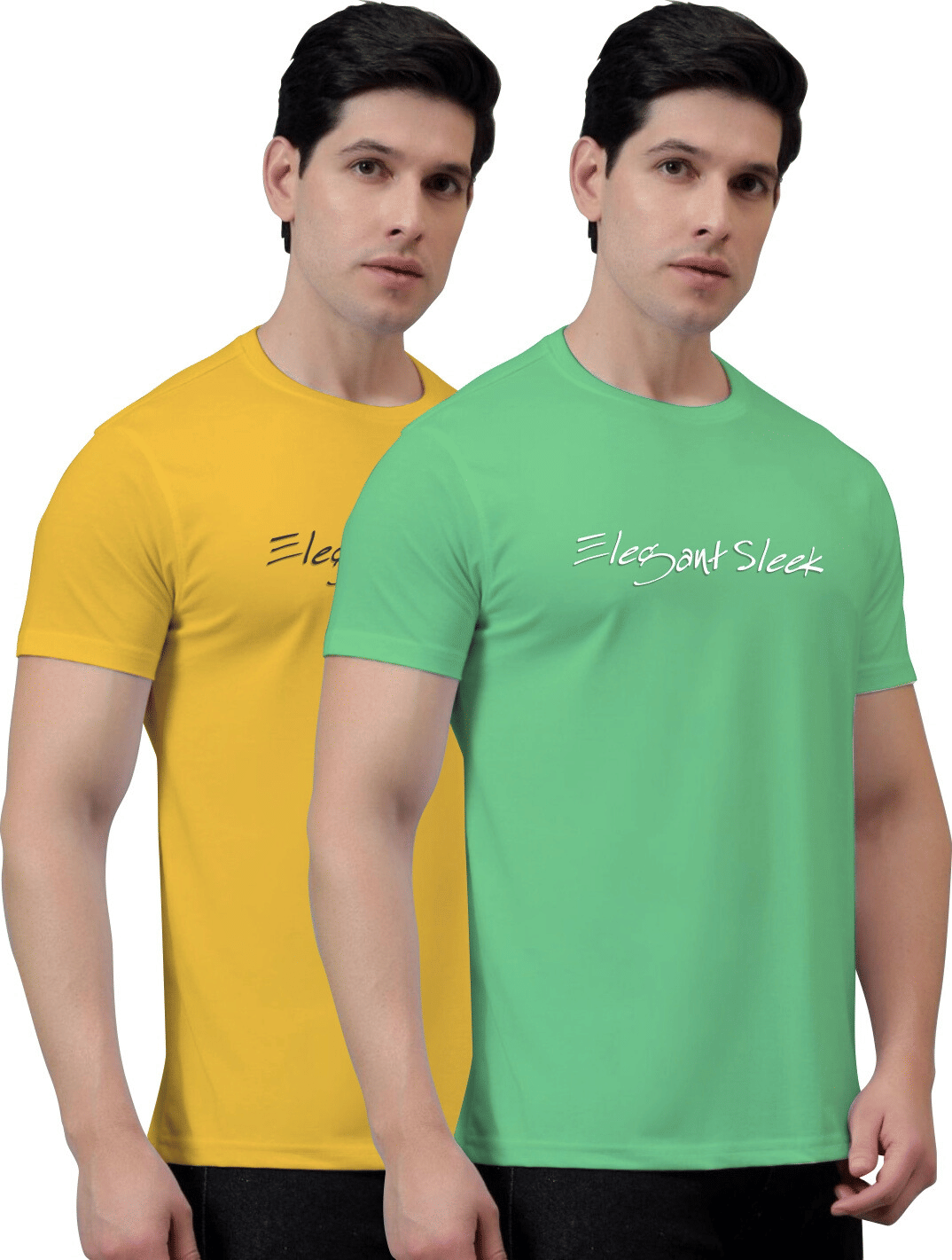     			ELEGANT SLEEK Men Cotton Blend Regular Fit Solid T-Shirt ( Multicolor )