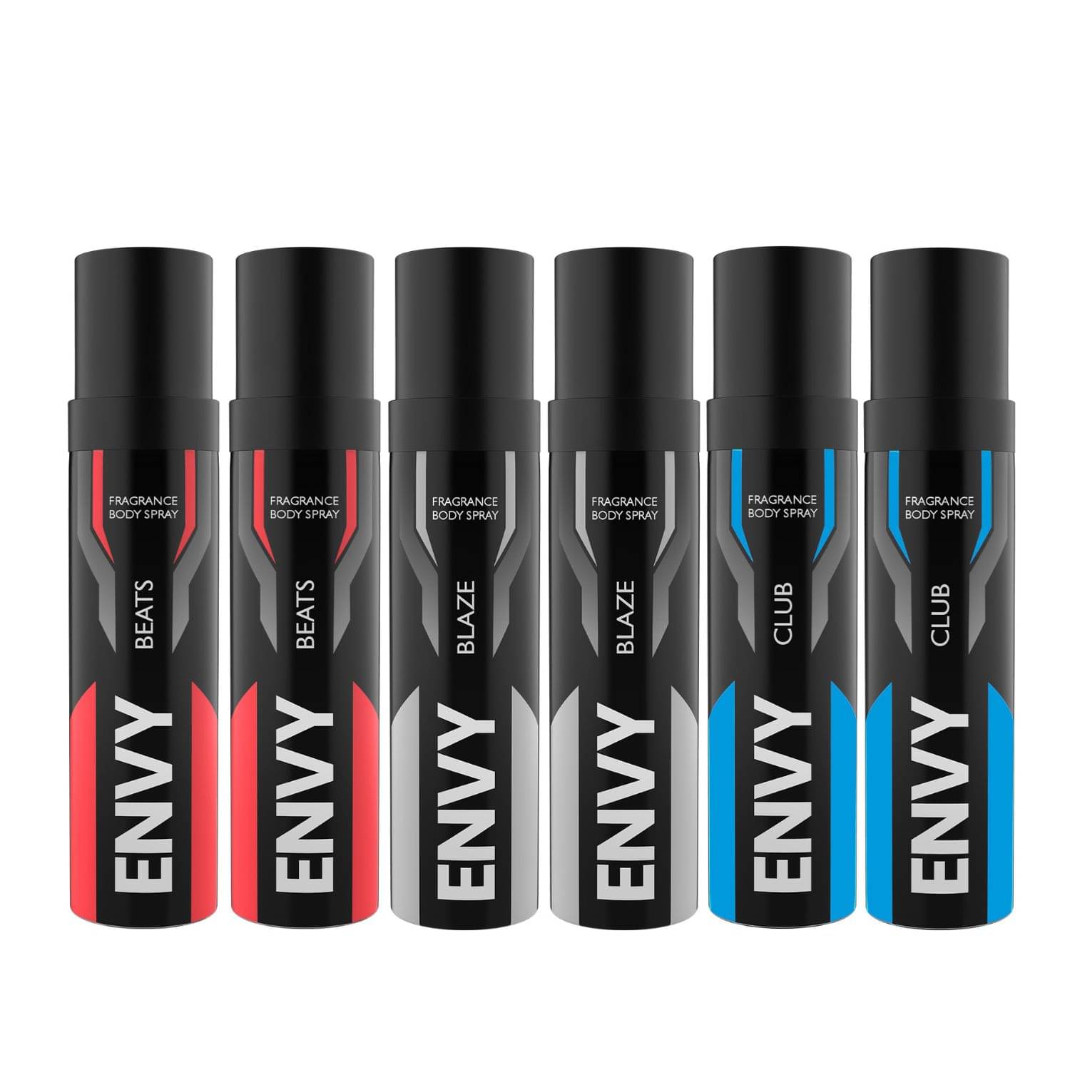     			Envy Beats, Blaze & Club Long Lasting Nano Deodorant Spray For Men 30 ml Each (Pack of 6)