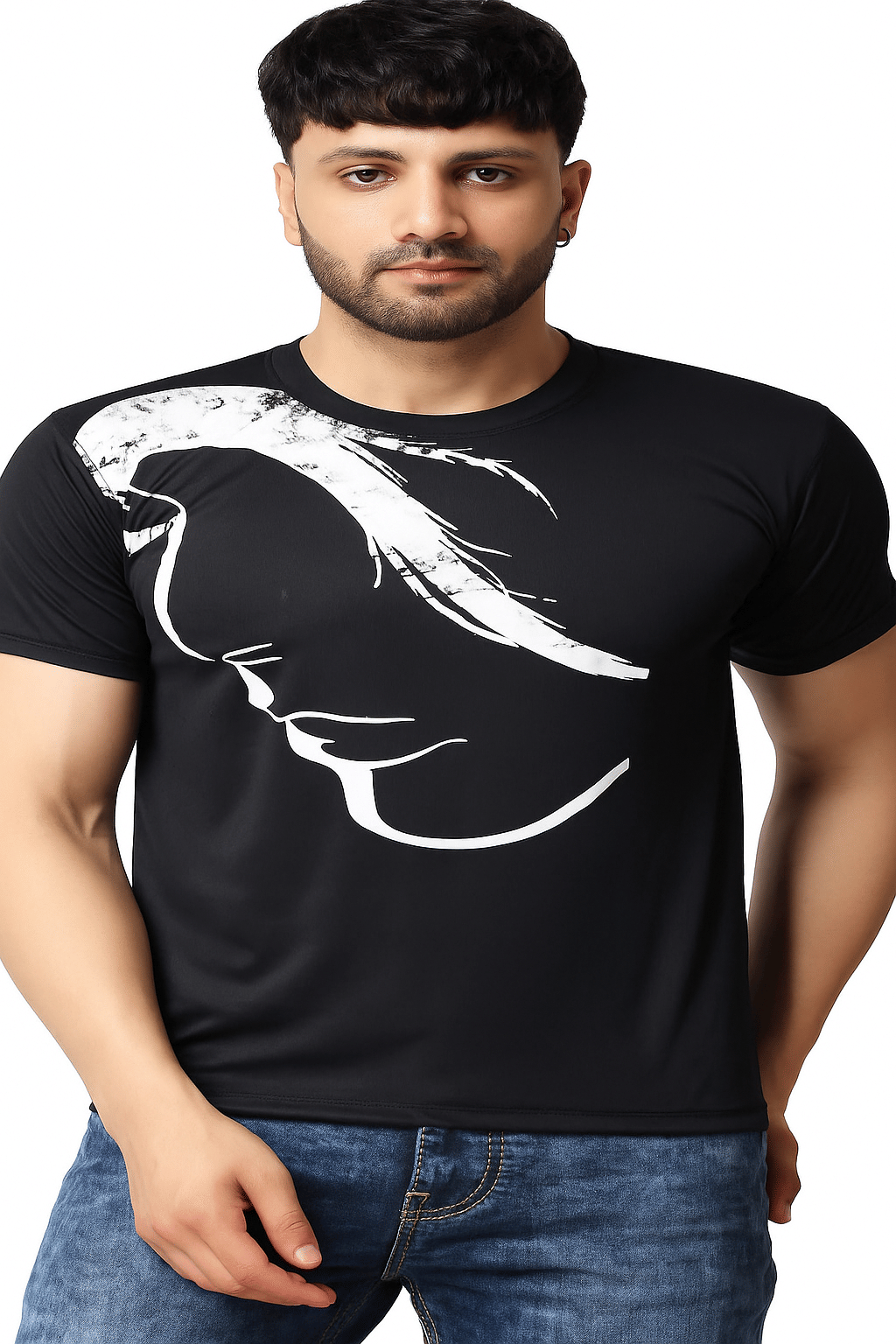 FLIRTY SOUL Men Polyester Regular Fit Printed T-Shirt ( Black ) FLIRTY SOUL Men Polyester Regular Fit Printed T-Shirt ( Black )