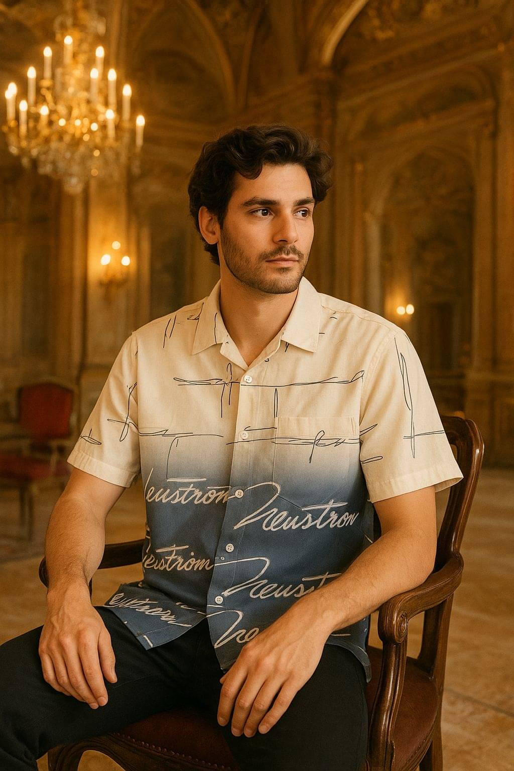     			Fashionfricks Linen Regular Fit Self Design Half Sleeves Men's Casual Shirt - Blue ( Pack of 1 )