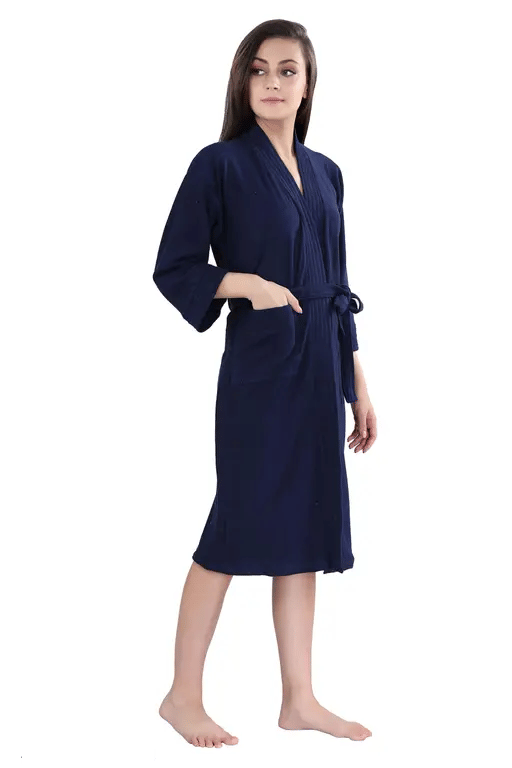     			FeelBlue Navy Free Size Bathrobe ( Pack of 1 )