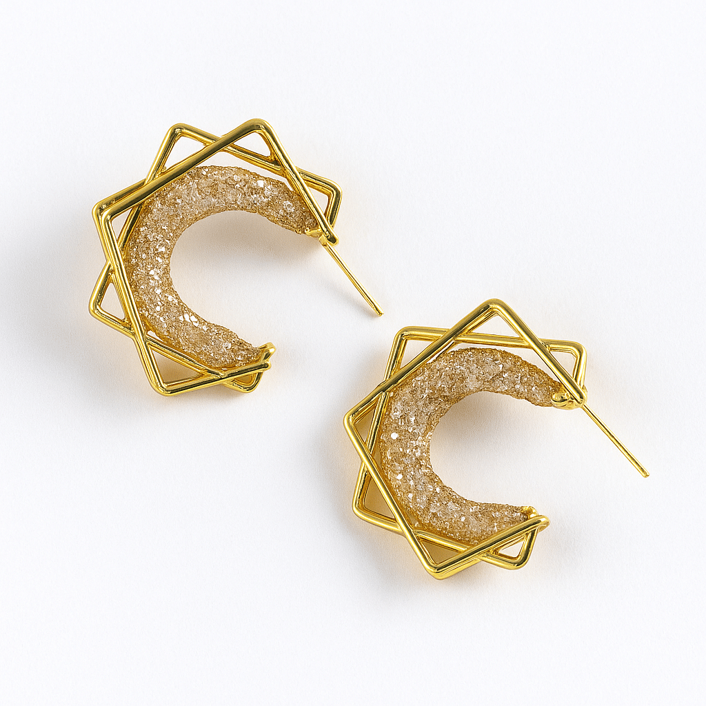     			Flauri Golden Hoops Earrings ( Pack of 1 )