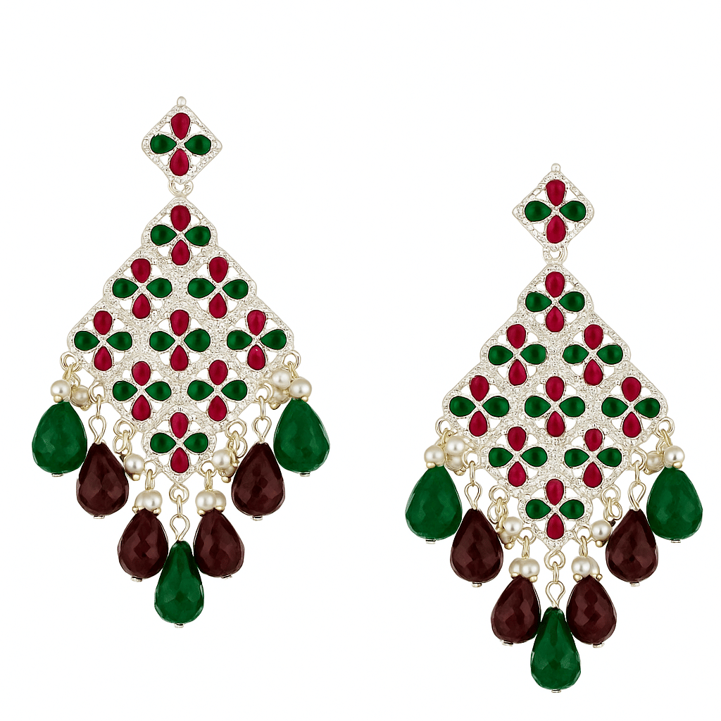     			Flauri Multi Color Drop Earrings ( Pack of 1 )