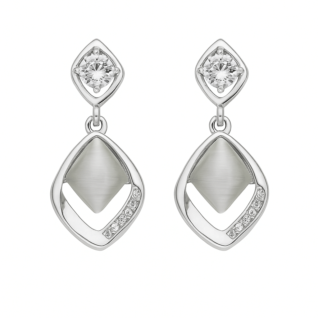    			Flauri Silver Drop Earrings ( Pack of 1 )
