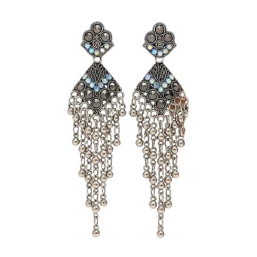     			Flauri Silver Drop Earrings ( Pack of 1 )