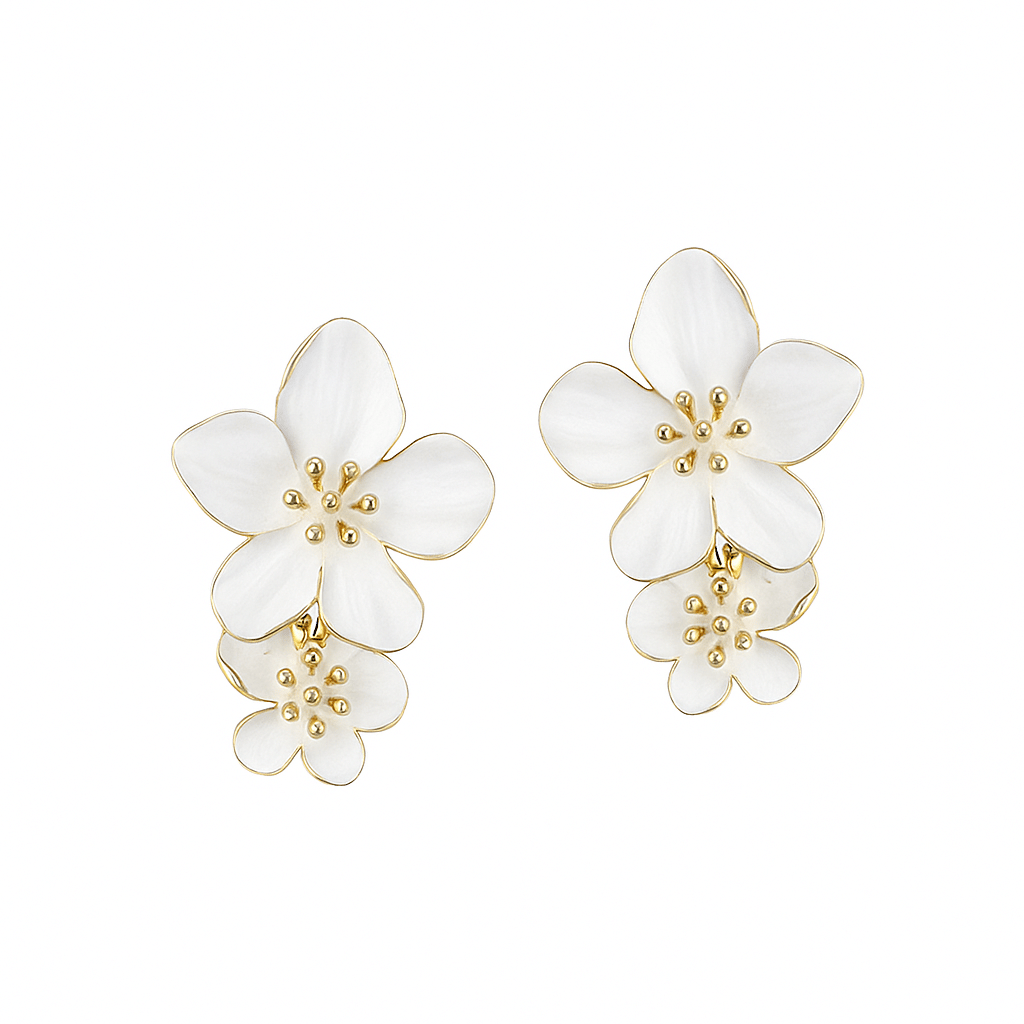     			Flauri White Drop Earrings ( Pack of 1 )