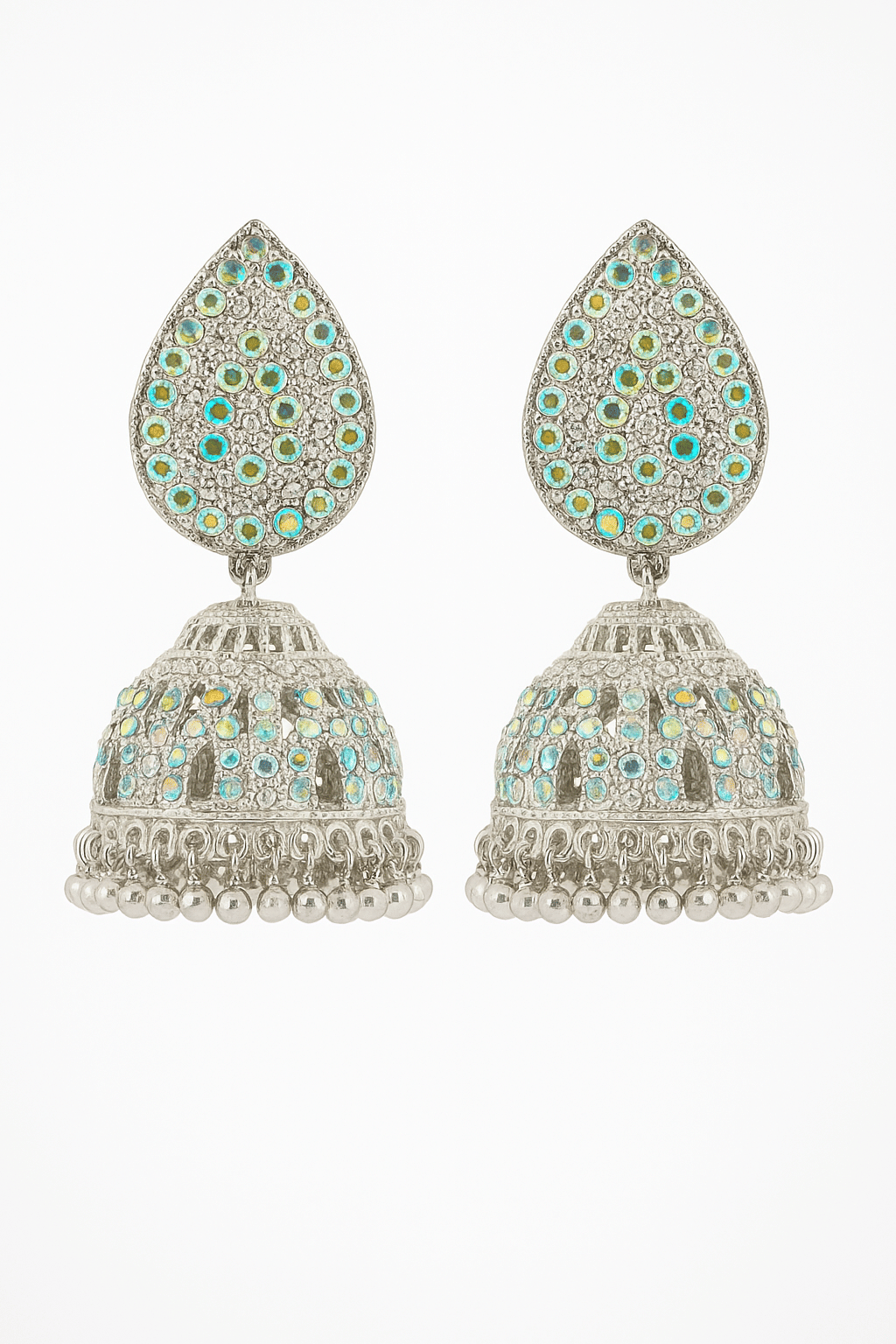     			Flauri White Jhumki Earrings ( Pack of 1 )