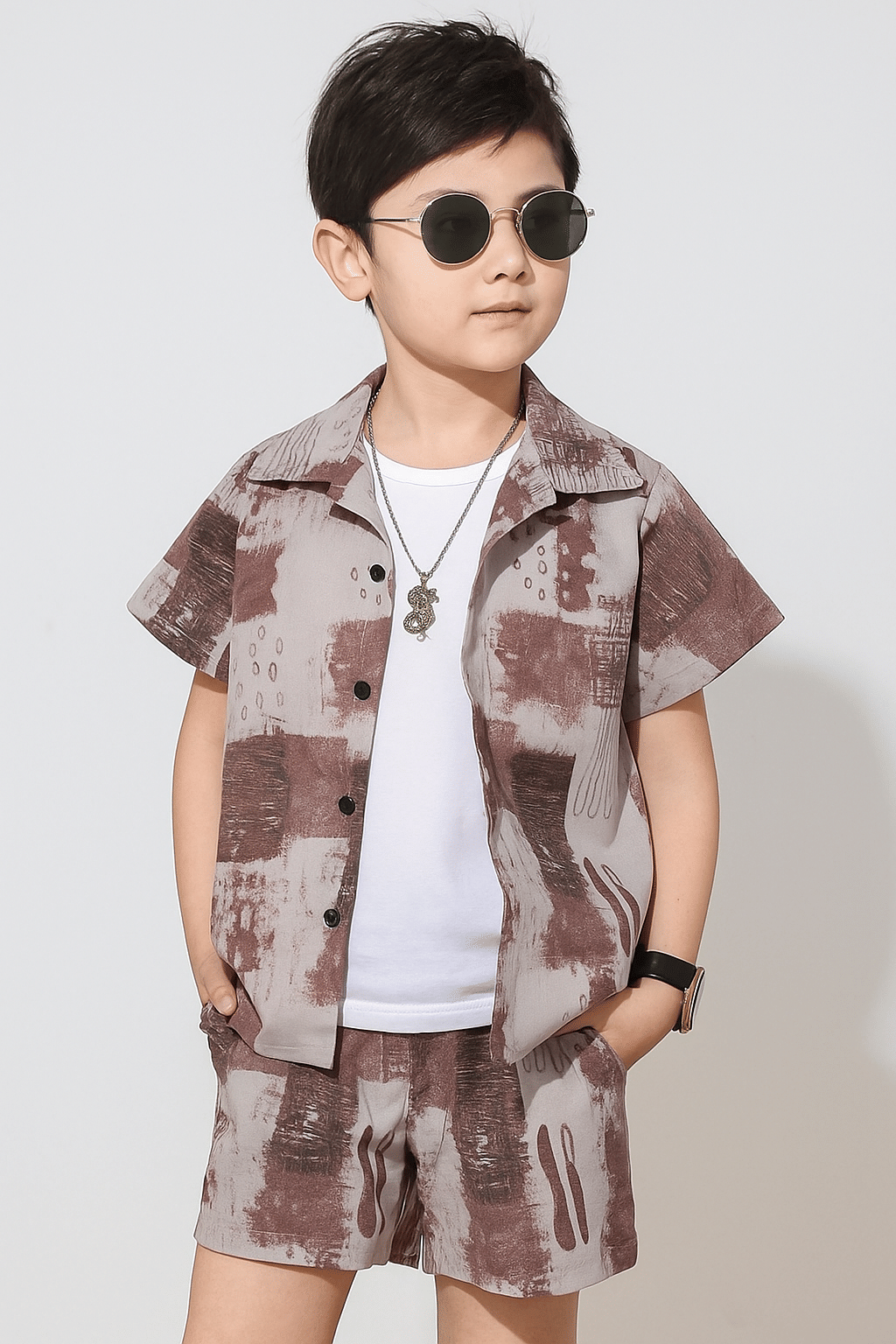     			HARPITA Pack of 1 Baby Boys Cotton Shirt & Shorts Set ( Brown )