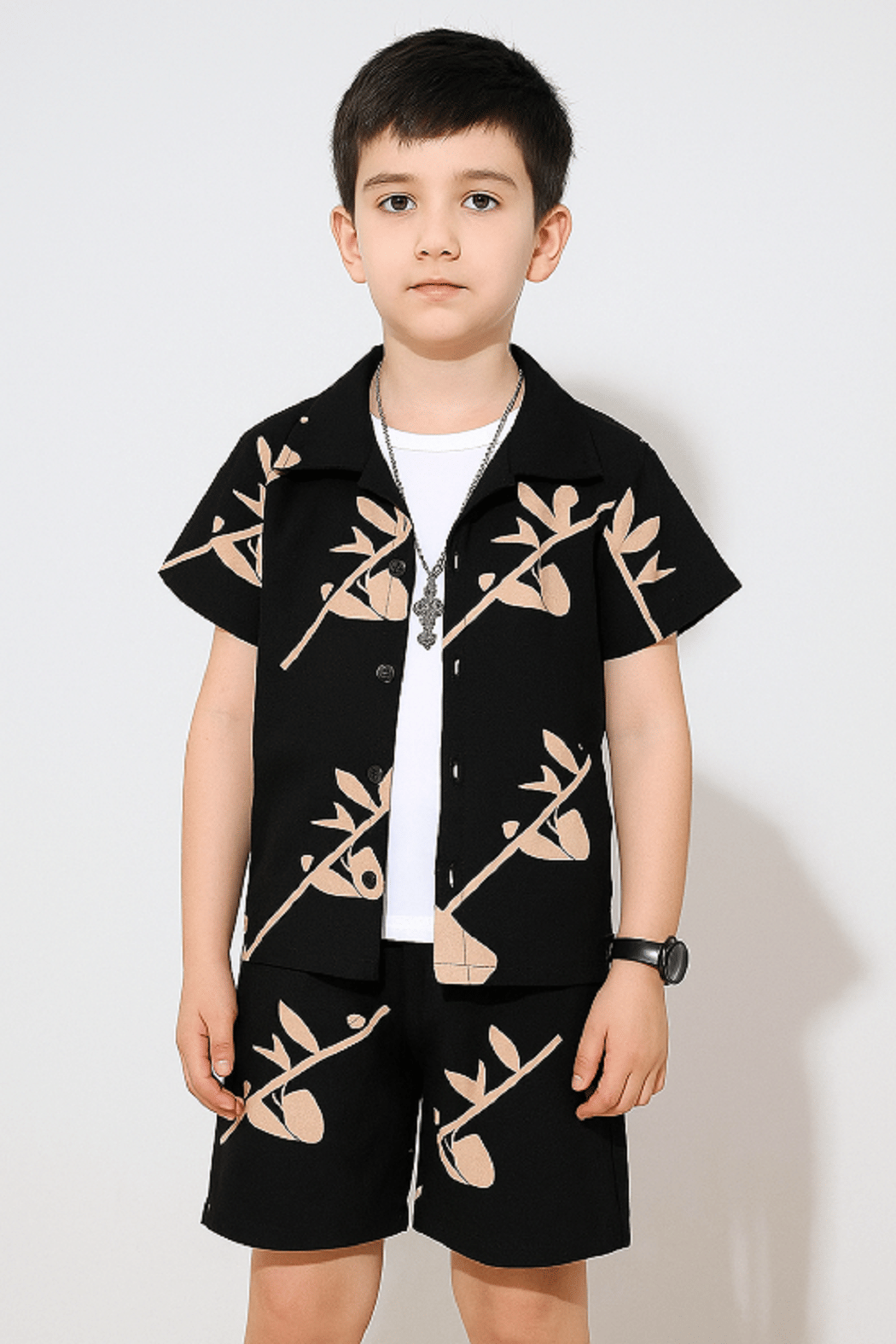     			HARPITA Pack of 1 Baby Boys Cotton Shirt & Shorts Set ( Black )