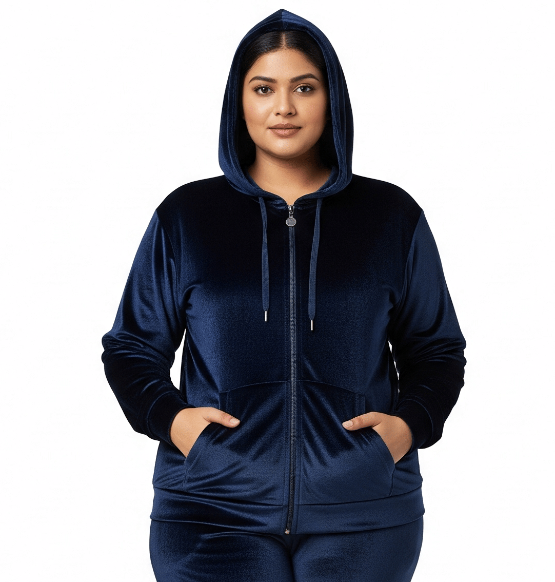 HeteShe - Velvet Navy Hooded Jackets Pack of 1 HeteShe - Velvet Navy Hooded Jackets Pack of 1