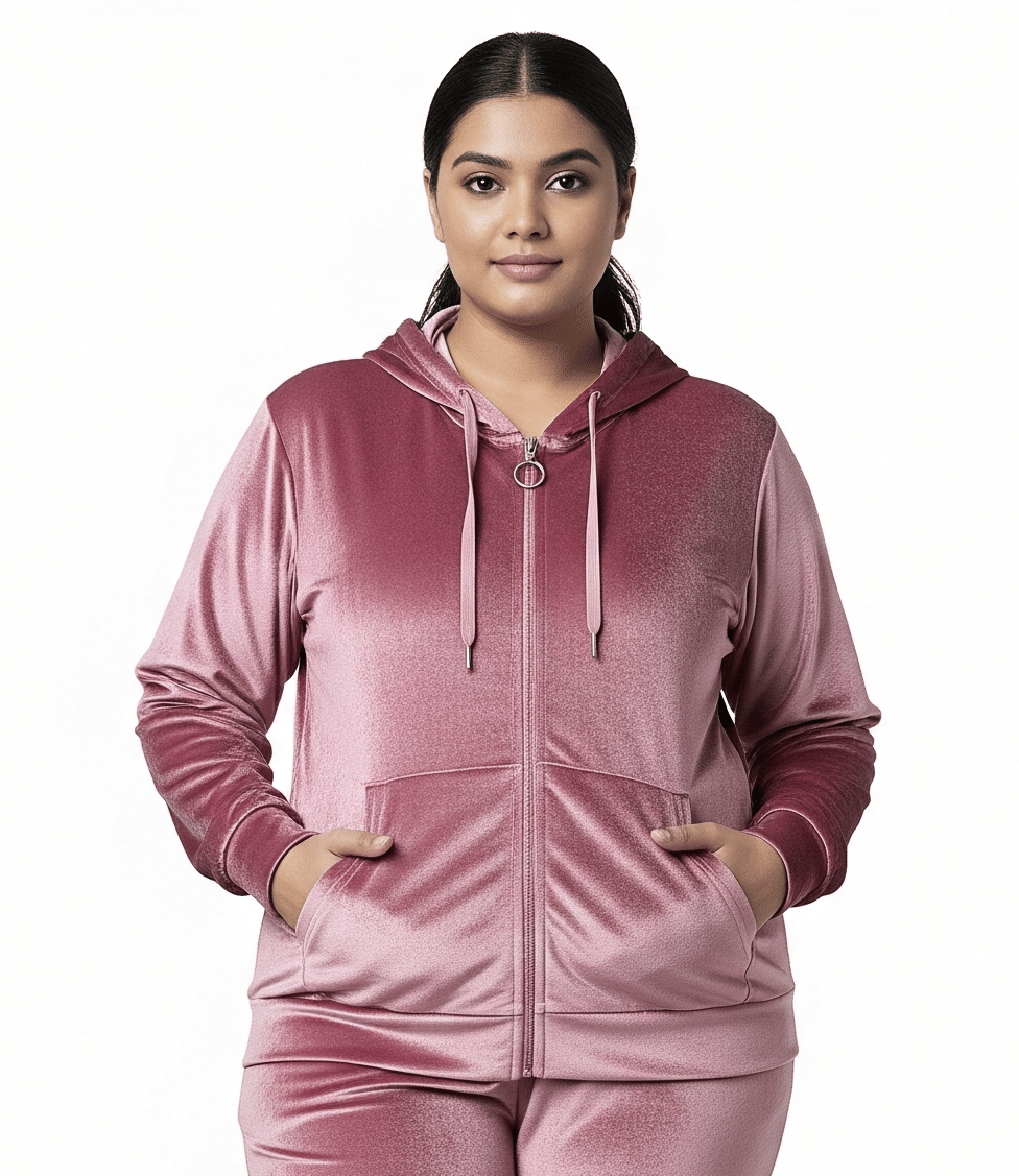 HeteShe - Velvet Peach Hooded Jackets Pack of 1 HeteShe - Velvet Peach Hooded Jackets Pack of 1