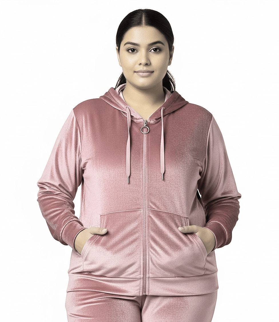 HeteShe - Velvet Pink Hooded Jackets Pack of 1 HeteShe - Velvet Pink Hooded Jackets Pack of 1