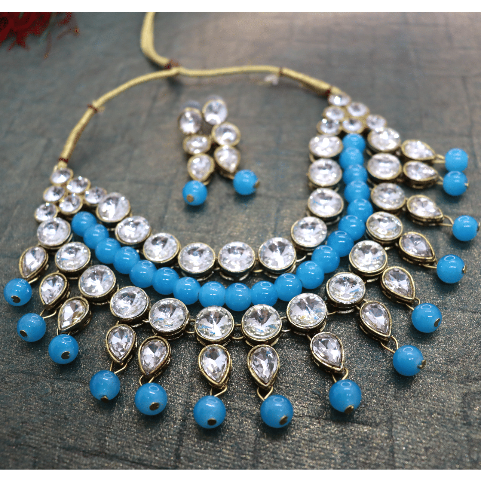     			JN HANDICEAFT Blue Alloy Necklace Set ( Pack of 1 )