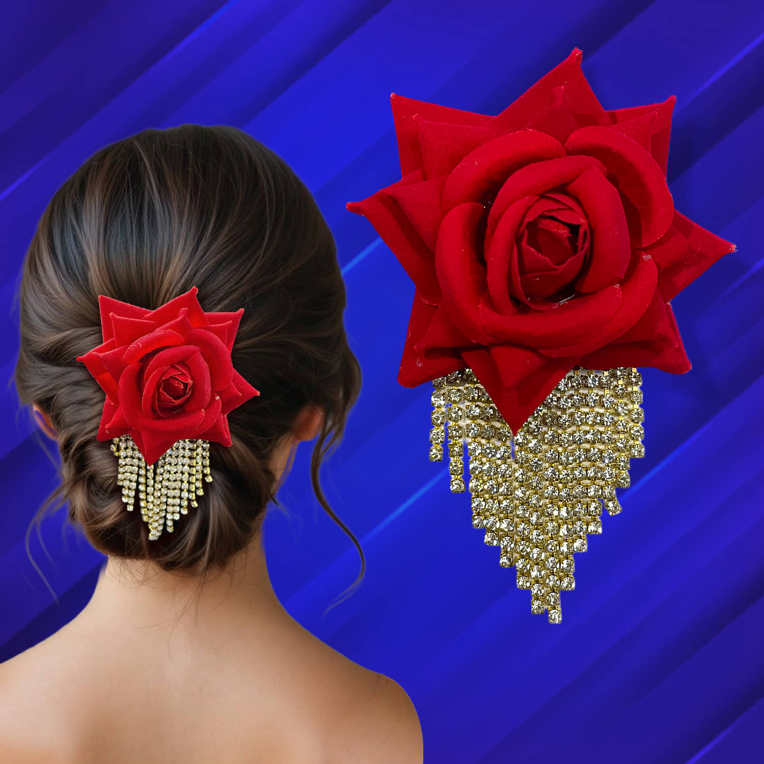 LYKAA Red,Gold Hair Pin ( Pack of 1 ) - Jewellery Sets | Buy online on ZillyBuy