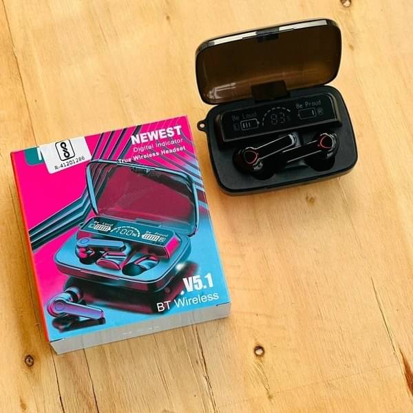     			M19 Bluetooth True Wireless (TWS) In Ear 20 Hours Playback Fast charging,Powerfull bass IPX4(Splash & Sweat Proof) Black