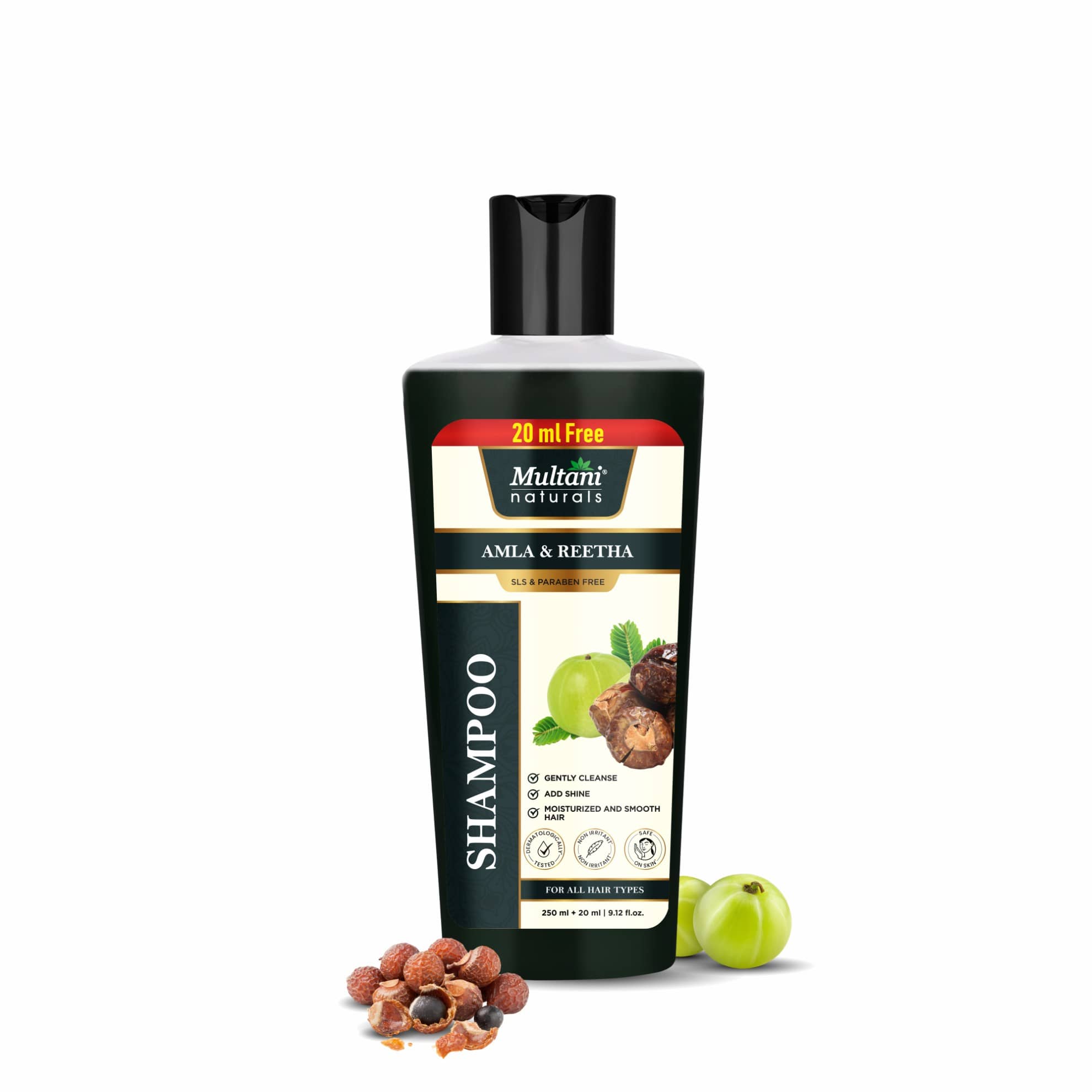 Multani Naturals Amla & Reetha Shampoo Helps to Strenghten Hair Roots, Tissue and Prevent Scalp Dryness 270ml