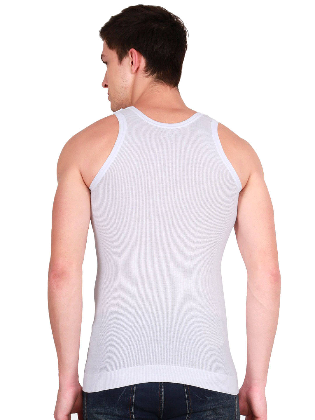     			Macho Pack of 10 Cotton Blend Basic Vest For Men ( White )