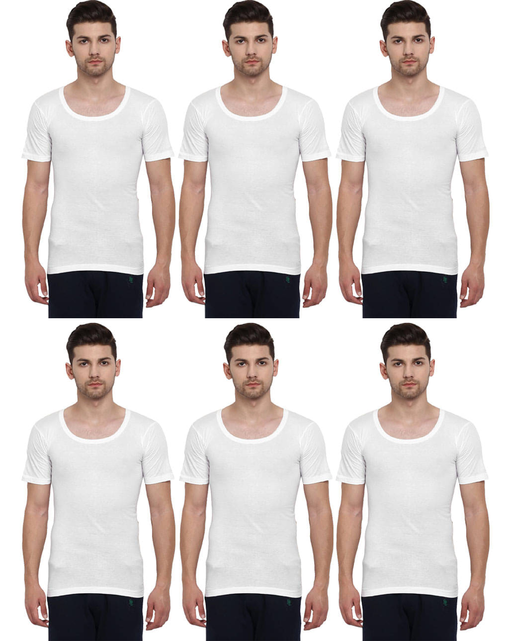 Macho Pack of 6 Cotton Blend Basic Vest For Men ( White ) Macho Pack of 6 Cotton Blend Basic Vest For Men ( White )