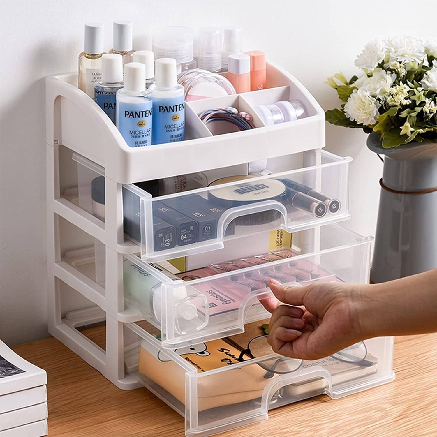 Makeup Organizer with Drawer Storage Unit Large Capacity Clear Display case for Jewelry Makeup Organizer with Drawer Storage Unit Large Capacity Clear Display case for Jewelry