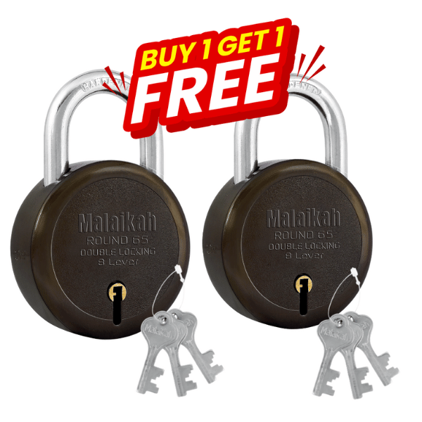 Malaikah Buy 1 Get 1 Free Green Round 65mm Lock & Key Padlock Made in Aligarh India | Heavy Duty Double Locking 8 Lever Security Lock | Eack Lock with 3 Keys | Durable Iron Body for Home, Office, Gate & Shutter Protection Malaikah Buy 1 Get 1 Free Green Round 65mm Lock & Key Padlock Made in Aligarh India | Heavy Duty Double Locking 8 Lever Security Lock | Eack Lock with 3 Keys | Durable Iron Body for Home, Office, Gate & Shutter Protection