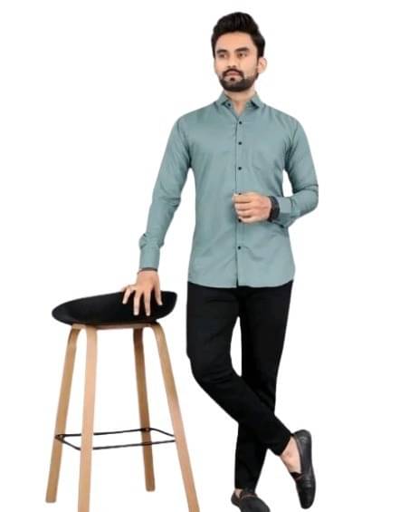     			Nexra Creation Cotton Blend Regular Fit Solids Full Sleeves Men's Casual Shirt - Green ( Pack of 1 )
